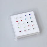 20pc Mixed Colored Crystal Nose Studs 2MM Ball End Pin Bendable Nose Bone Stud