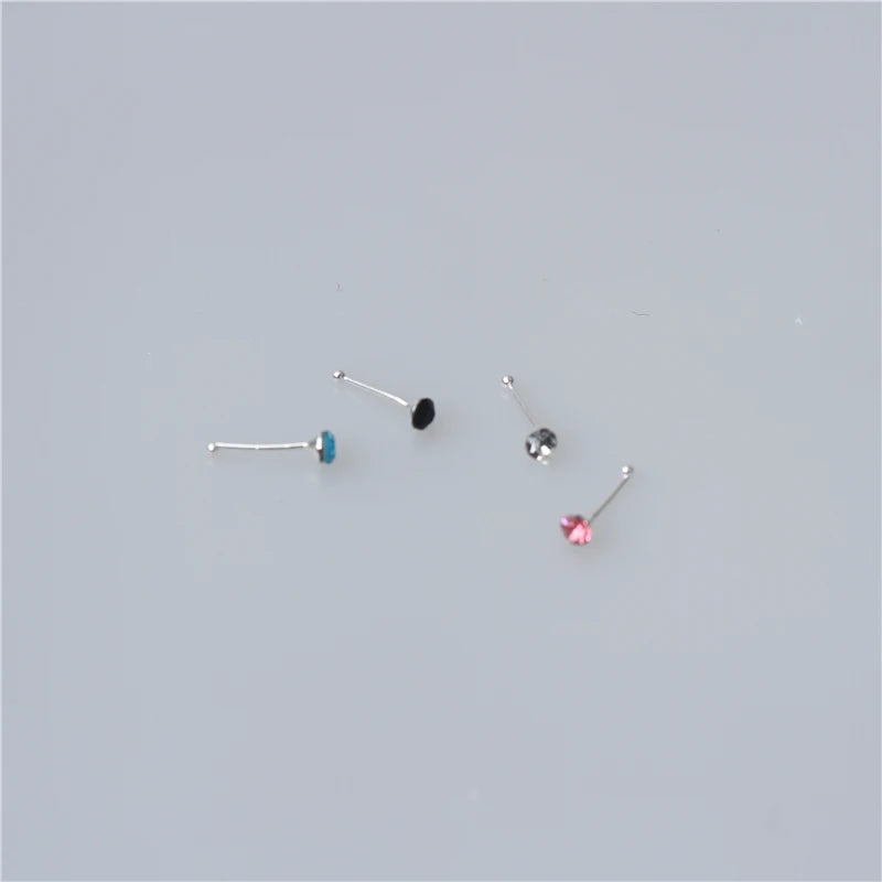 20pc Mixed Colored Crystal Nose Studs 2MM Ball End Pin Bendable Nose Bone Stud