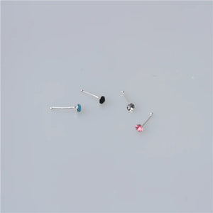 20pc Mixed Colored Crystal Nose Studs 2MM Ball End Pin Bendable Nose Bone Stud