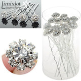 Crystal Flower Hair Pin Sticks Wedding Bridal Hair Accessory