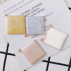 20pcs DIY Square Drop Oil Jewelry Accessories Earrings Material Pendant