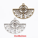 20 Retro Fan Pendant for Jewelry Making