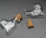 20 Shoe Heart-Shaped Glass Bottles with Cork Stoppers