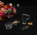 20 Shoe Heart-Shaped Glass Bottles with Cork Stoppers