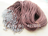 Brown Suede Leather Necklace Cord with Chain & Lobster Clasp