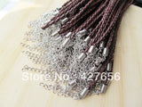 20-String Faux Braid Leather Necklace Cord with Chain & Lobster Clasp