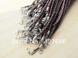 20-String Faux Braid Leather Necklace Cord with Chain & Lobster Clasp