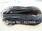 20-String Faux Braid Leather Necklace Cord with Chain & Lobster Clasp