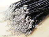 20-String Faux Braid Leather Necklace Cord with Chain & Lobster Clasp