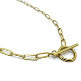 Silver Paperclip Necklace Stainless Steel Chain Toggle Clasp
