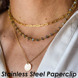 Stainless Steel Paper Clip Chain Necklace Silver Tarnish Petite
