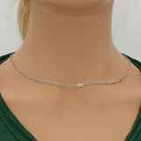 Stainless Steel Paper Clip Chain Necklace Silver Tarnish Petite