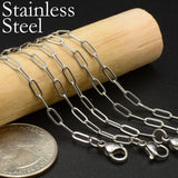 Stainless Steel Paper Clip Chain Necklace Silver Tarnish Petite