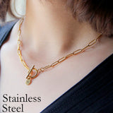 Stainless Steel Paperclip Necklace Tarnish Resistant Chain Layered Toggle Clasp