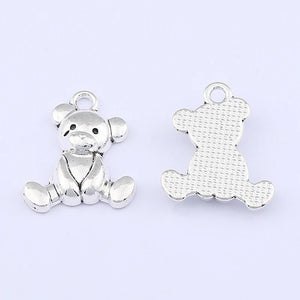 20 x Tibetan Silver Sitting Teddy Bear Metal Charm Pendant