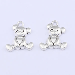 20 x Tibetan Silver Sitting Teddy Bear Metal Charm Pendant