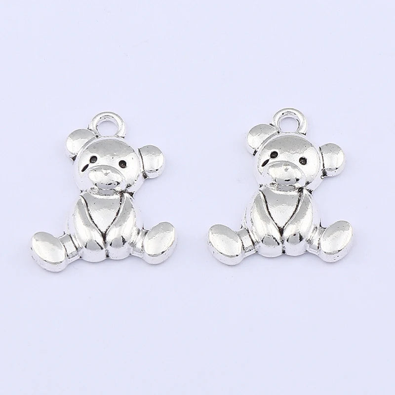 20 x Tibetan Silver Sitting Teddy Bear Metal Charm Pendant