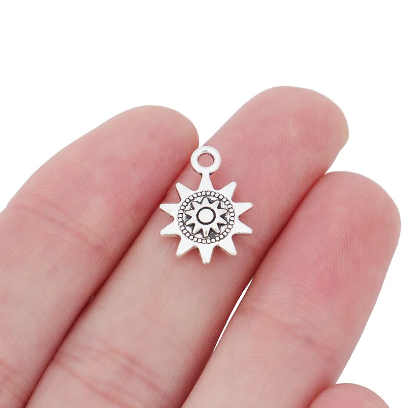 20 x Tibetan Silver Sun Flower Charms Pendants for Jewelry Making