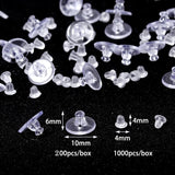 200-1000pcs Soft Silicone Earring Back Stoppers in Box