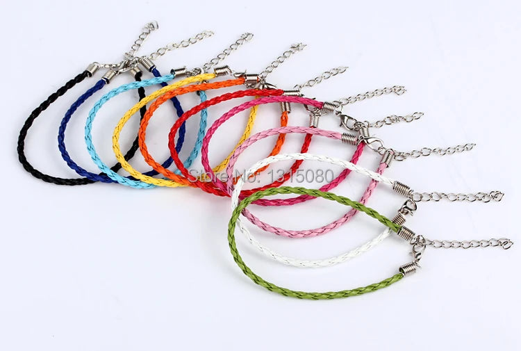 100pcs/Lot Mixed Hand-knit Hide Rope Charms Bracelets Leather Bangles