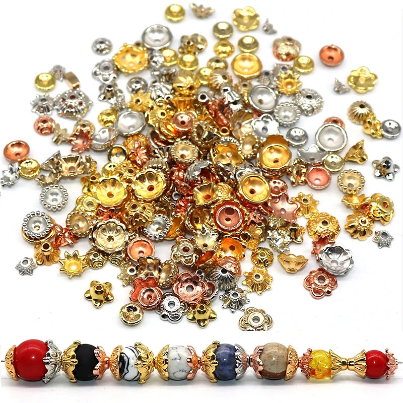 CCB Bead Caps Mixe Size Silver CCB Caps Charms Jewelry Findings