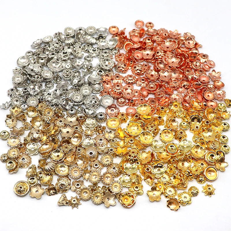 CCB Bead Caps for Jewelry Findings Silver Charms Flower Beads End Caps