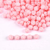 Pink Acrylic Alphabet Letter Round Beads 7mm YKL0805