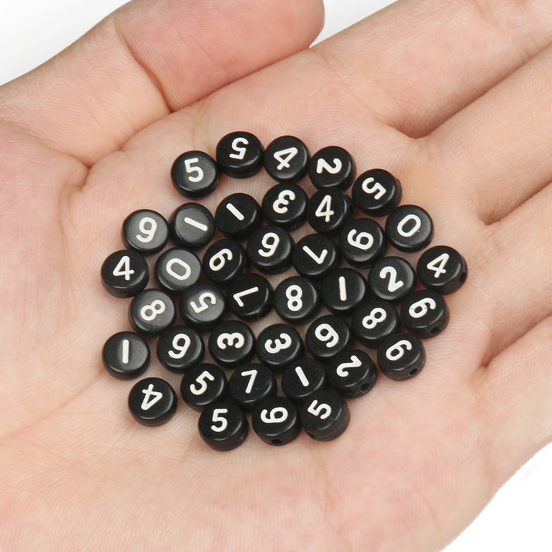 200-500pcs Mixed 7*4mm Digital Acrylic Spacer Beads for Jewelry Making DIY