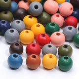 200-50pcs Colorful Wooden Beads Round Spacer Wood Loose Beads for Jewelry Making