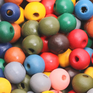 200-50pcs Colorful Wooden Beads Round Spacer Wood Loose Beads for Jewelry Making