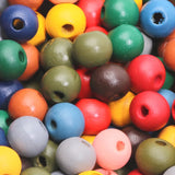 200-50pcs Colorful Wooden Beads Round Spacer Wood Loose Beads for Jewelry Making