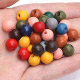 200-50pcs Colorful Wooden Beads Round Spacer Wood Loose Beads for Jewelry Making
