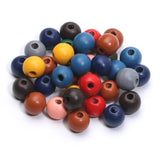 200-50pcs Colorful Wooden Beads Round Spacer Wood Loose Beads for Jewelry Making
