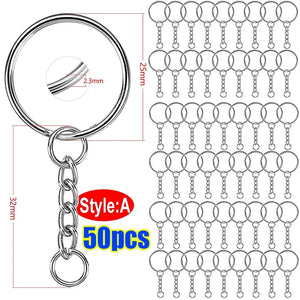 Stainless Steel Keyring Split Rings DIY Keychain Lobster Clasp