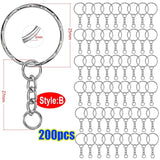 Stainless Steel Keyring Split Rings DIY Keychain Lobster Clasp