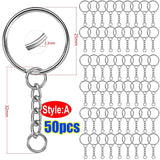 Stainless Steel Keyring Split Rings DIY Keychain Lobster Clasp