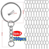 Stainless Steel Keyring Split Rings DIY Keychain Lobster Clasp