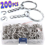 Stainless Steel Keyring Split Rings DIY Keychain Lobster Clasp