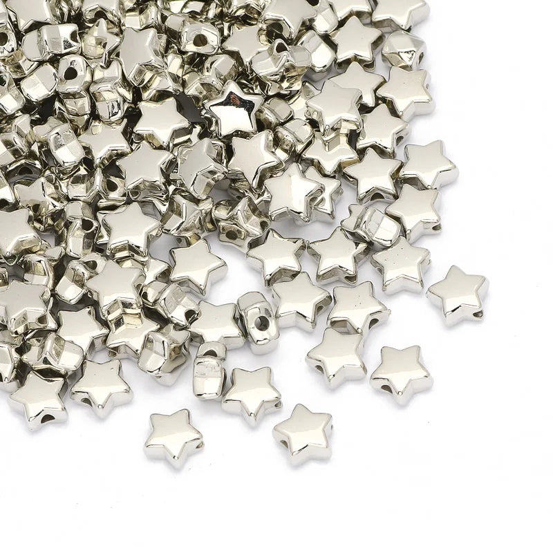 200-600Pcs Plated CCB Acrylic Star Spacer Beads