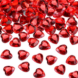 200 Red Heart-Shaped Rhinestones, Wedding & Valentine's Day Decor, 0.5 Inch