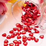200 Red Heart-Shaped Rhinestones, Wedding & Valentine's Day Decor, 0.5 Inch