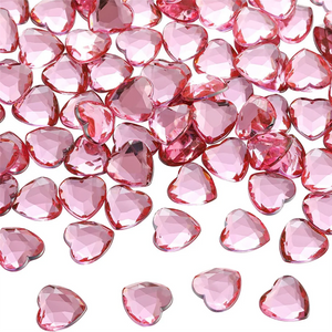 200 Acrylic Heart-Shaped Rhinestones, 0.5 Inch (Red-Pink)