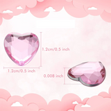 200 Acrylic Heart-Shaped Rhinestones, 0.5 Inch (Red-Pink)