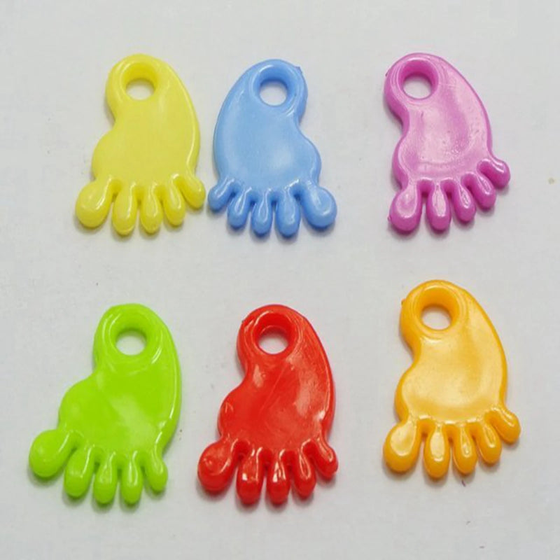 200 Mixed Colour Plastic Foot Beads Charm Pendant 19X16mm