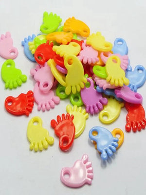 200 Mixed Colour Plastic Foot Beads Charm Pendant 19X16mm