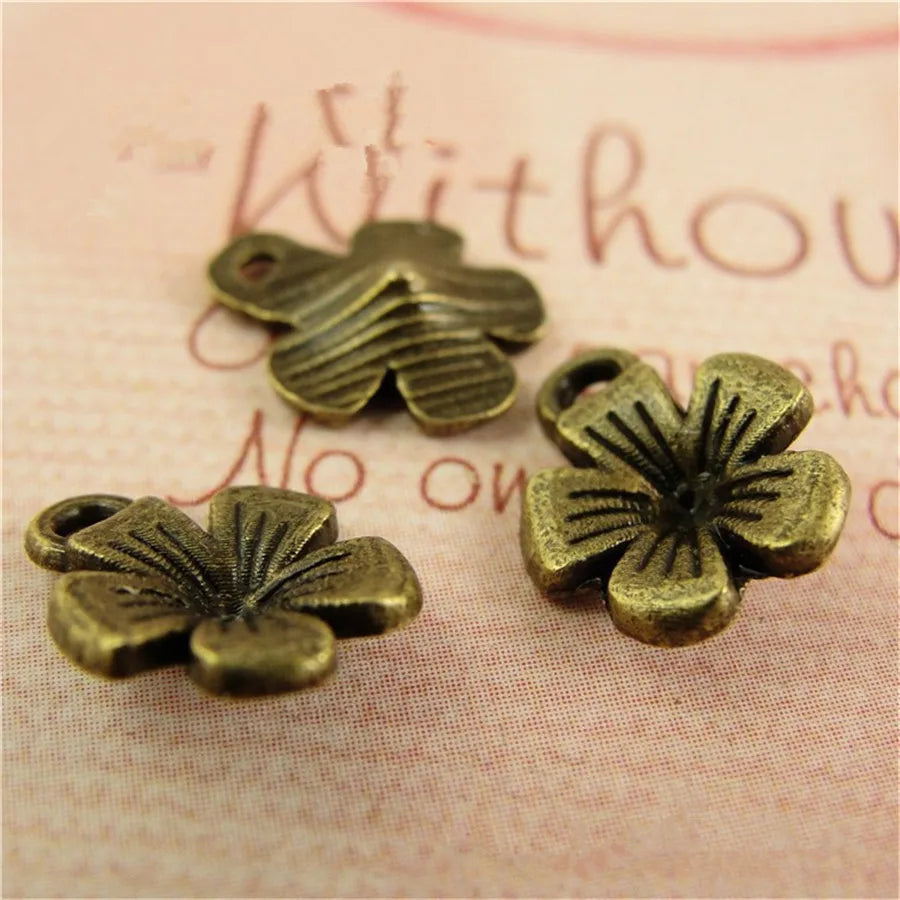 200 Pcs Vintage Metal Alloy Flowers Charms 9*11mm