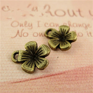 200 Pcs Vintage Metal Alloy Flowers Charms 9*11mm