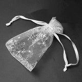 200 PCS Silver Snowflakes Organza Gift Bags Drawstring Jewelry Pouch Sheer Favor