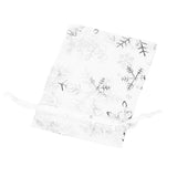 200 PCS Silver Snowflakes Organza Gift Bags Drawstring Jewelry Pouch Sheer Favor