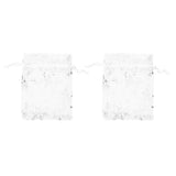 200 PCS Silver Snowflakes Organza Gift Bags Drawstring Jewelry Pouch Sheer Favor